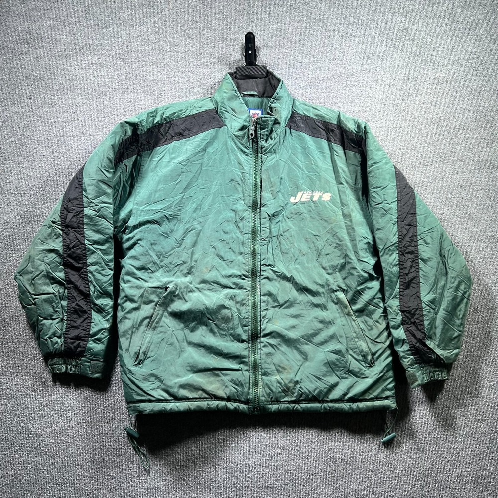 Vintage 90s Logo Athletic New York Jets Puffer Jacket Men's L Green NFL Game Day